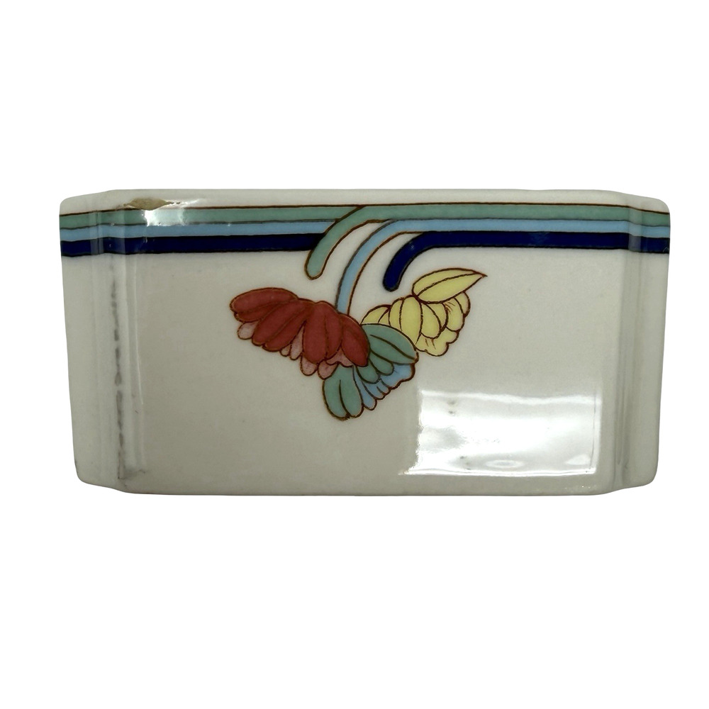Vintage Art Deco Porcelain Trinket Dish Floral Jewelry Tray Crown Mark